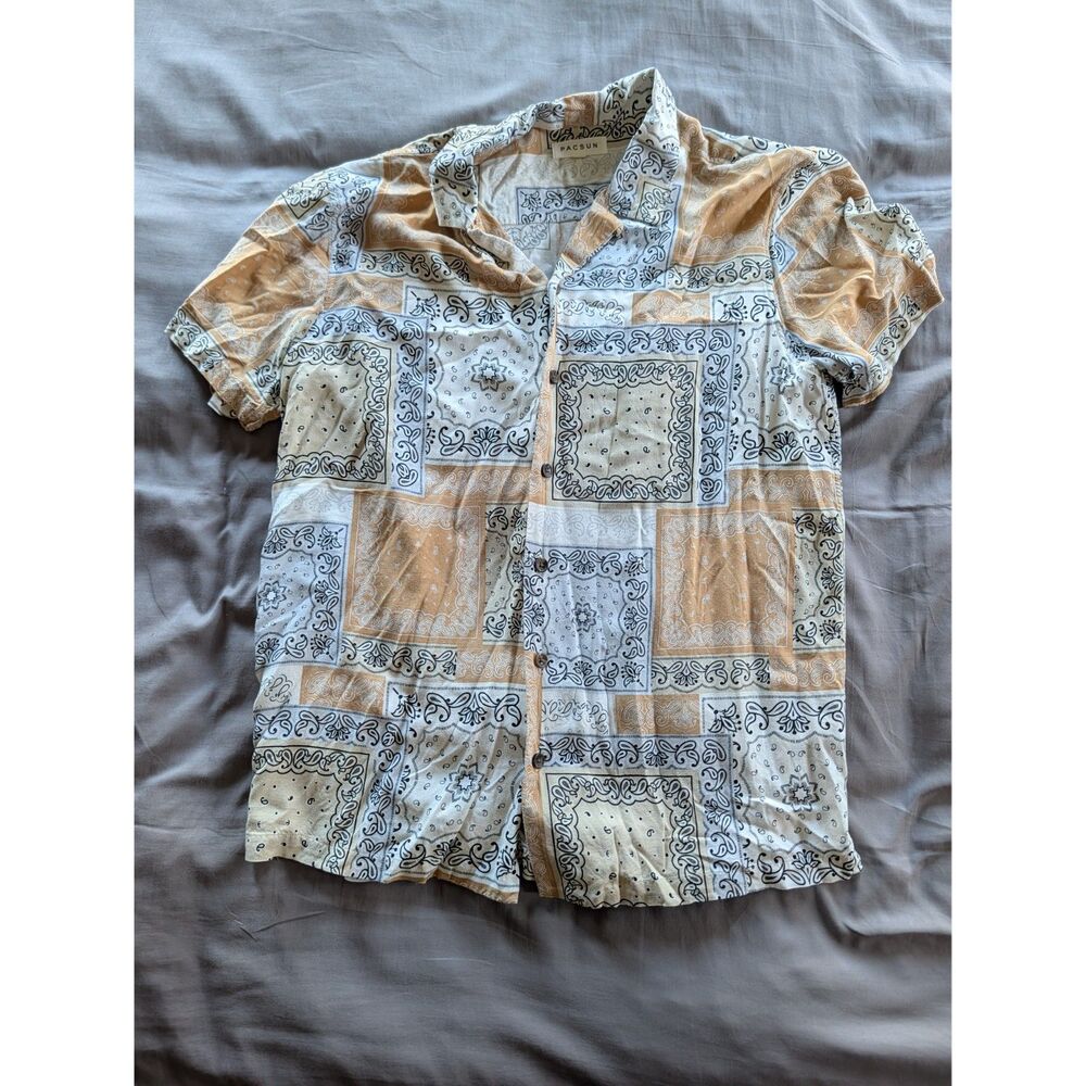 Men Button Up Graffiti Design Size M